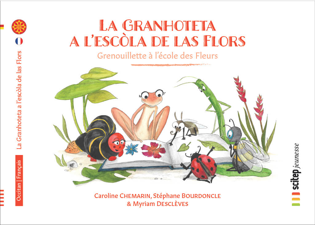 Couverture du livre La granhoteta a l'escòla de las flors éditeur SCITEP jeunesse auteur Caroline Chemarin conte pour enfants à partir de 3 ans